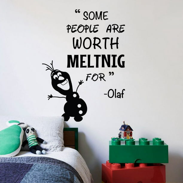 Kids Room Wall Art Decal Sticker Olaf Frozen Quote Disney Worth Melting For 